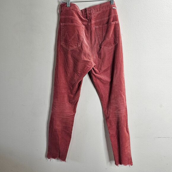 MOTHER Hopscotch Pink Looker Ankle Chew Corduroy Denim High Rise Skinny Jeans 29 - Picture 8 of 9